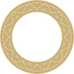 Vector golden round classic byzantine ornament. Circle, ring, border, Ancient Greece, Eastern Roman Empire frame. Decoration of the Russian Orthodox Church
