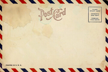 Vintage postcards are old and dirty for writing a message