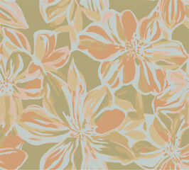botanical floral, vector, seamless pattern , herbs and leaves ,big set, background with flowers