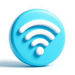 3d icon of a glossy blue 3d wifi icon isolated on white background