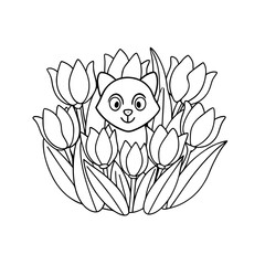 Bear Playing Hide and Seek Outline for Kids