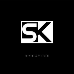 SK Negative Space Logo – Minimalist Black & White Monogram for Creative Branding, Fashion, Identity & Modern Logo Design	