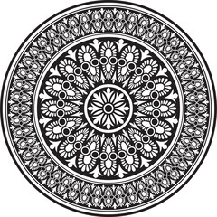 Classic greek black monochrome round ornament. Vector pattern, circle of ancient hellens. European border - ring.
