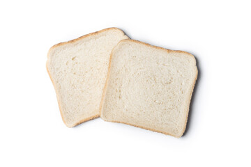 Slice of White Bread on White Background. Top view