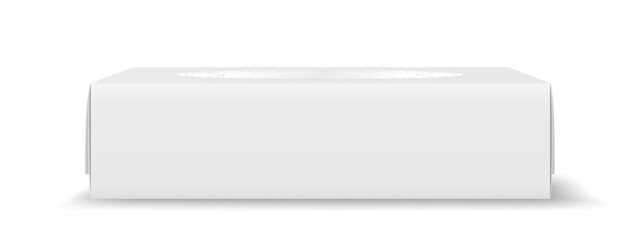 Minimalistic white rectangular box on plain background. Elegant and simple design perfect for packaging or branding use. Soft shadow adds depth to the image.