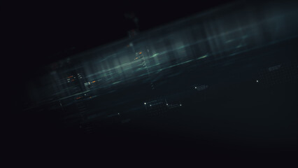 Futuristic network simulation blending AI, quantum physics, and deep learning, with a particle...