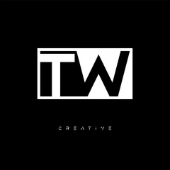 Obraz premium TW Negative Space Logo – Minimalist Black & White Monogram for Creative Branding, Fashion, Identity & Modern Logo Design 