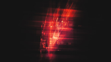 Futuristic network simulation blending AI, quantum physics, and deep learning, with a particle...