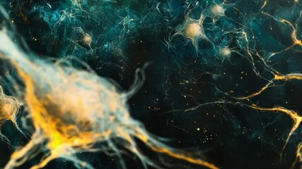 Animated visualization of active neurons in a complex neural network, deep learning concept - Powered by Adobe