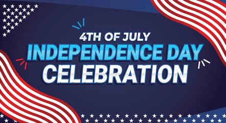 Naklejka premium Vector design for 4th of July with waving American flag, stars, and celebration typography