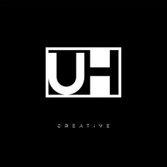 UH Negative Space Logo – Minimalist Black & White Monogram for Creative Branding, Fashion, Identity & Modern Logo Design	
