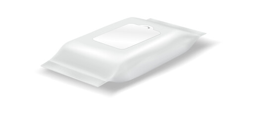 Minimalistic 3D rendering of a white wet wipes package. Clean and simple design on a white background. Ideal for branding and product mockups.