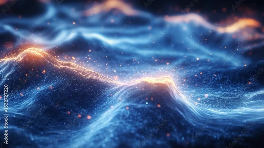 Aufkleber Abstract Energy Waves: A mesmerizing view of dynamic energy fields, with waves of radiant light undulating across a mesmerizing abstract landscape