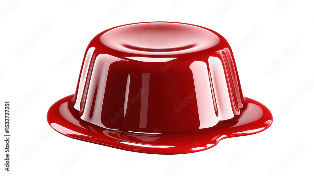 Poster jelly isolated on transparent background with shiny red texture and smooth surface