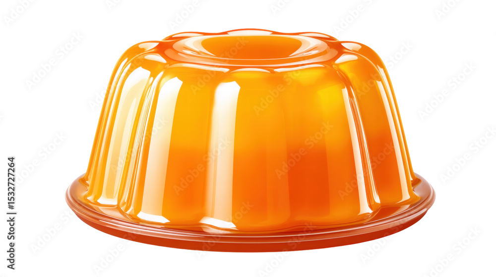 Poster jelly isolated on transparent background with shiny orange color and smooth texture dessert