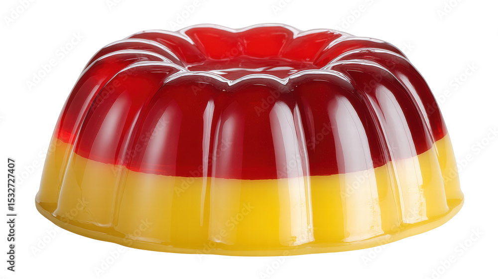 Poster red and yellow jelly isolated on transparent background with shiny smooth texture and soft light