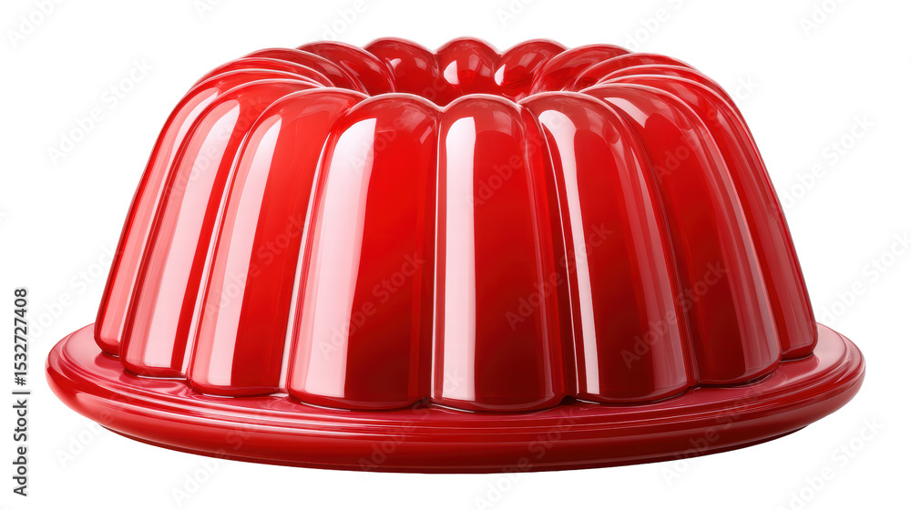 Poster red jelly isolated on transparent background with shiny smooth texture and plate
