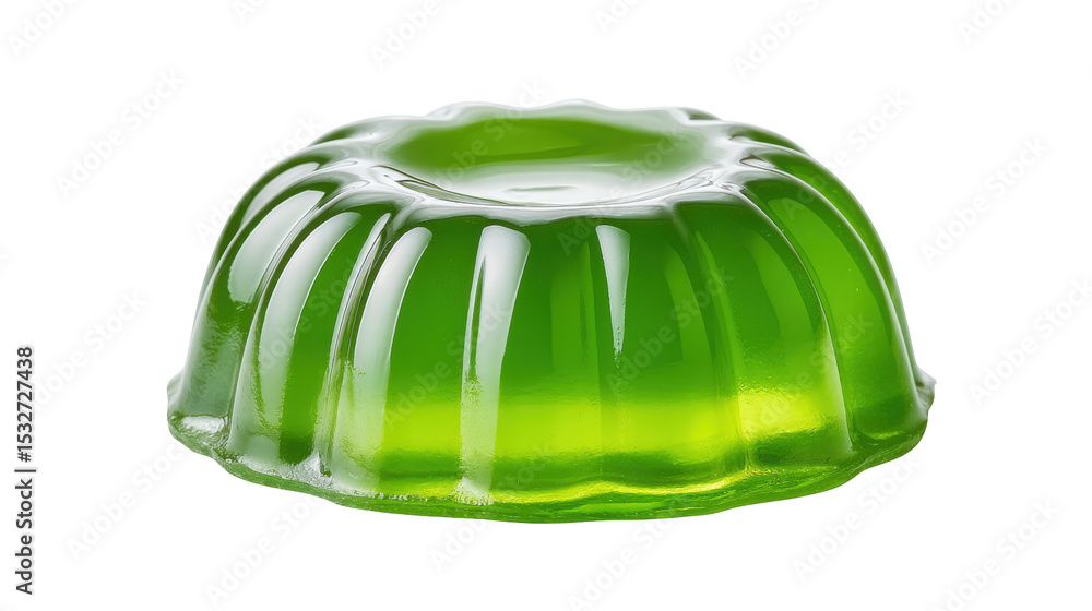 Poster green jelly isolated on transparent background with smooth texture and shiny surface