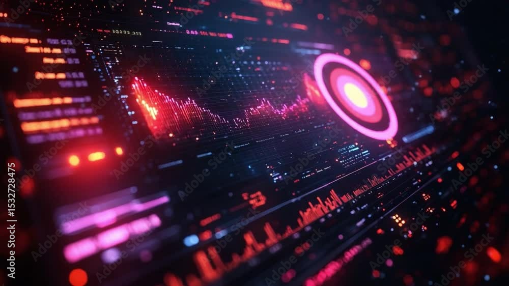 Poster Digital Data Display: A cutting-edge digital display showcasing dynamic data visualizations, complex charts, and vibrant graphics, conveying the essence of modern technology and information analysis.