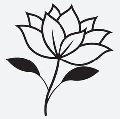 simple flower silhouette vector art illustration, silhouette of a flower