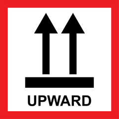 Common packaging & warning symbols with curved frame.This side up vector icon