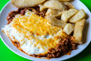 Classic  Meal Of Italian Style Beef Lasagna With Chips
