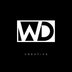 Fototapeta premium WD Negative Space Logo – Minimalist Black & White Monogram for Creative Branding, Fashion, Identity & Modern Logo Design 