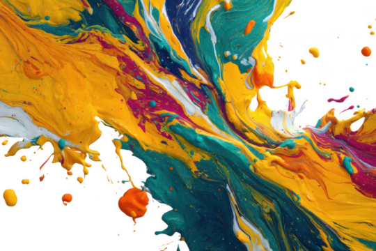 Abstract colorful paint splash isolated on transparent background - Powered by Adobe