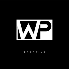 Fototapeta premium WP Negative Space Logo – Minimalist Black & White Monogram for Creative Branding, Fashion, Identity & Modern Logo Design 