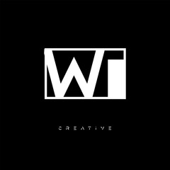 Fototapeta premium WT Negative Space Logo – Minimalist Black & White Monogram for Creative Branding, Fashion, Identity & Modern Logo Design 