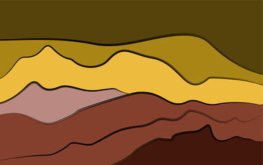 Mountain background. Minimal landscape art with vintage color brush and black line art texture