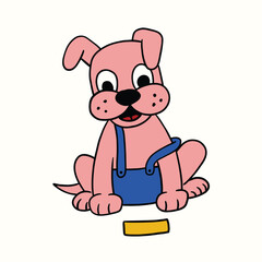 dog eating cartoon character illustration
