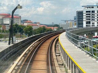 Fototapeta premium Front View from MRT Putrajaya Line – Elevated Track Perspective, Malaysia
