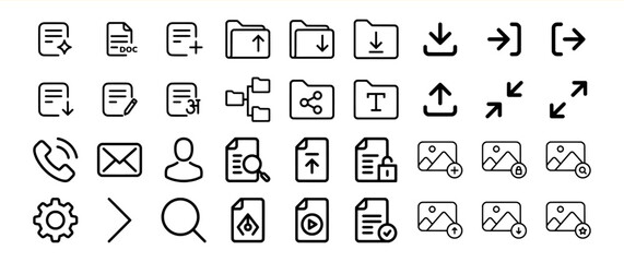 Black and White Document and File Icon Set icons folder