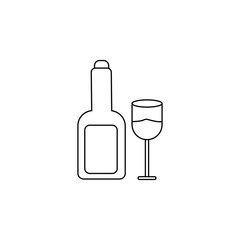  wine bottle and glasses, isolated on a background of transparency