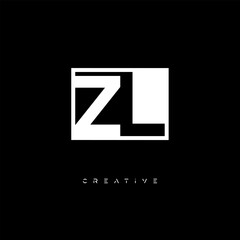 Fototapeta premium ZL Negative Space Logo – Minimalist Black & White Monogram for Creative Branding, Fashion, Identity & Modern Logo Design 