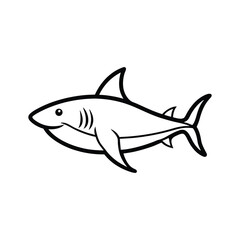 shark outline line art, fish vector icon line art
