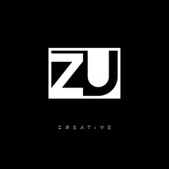 Fototapeta premium ZU Negative Space Logo – Minimalist Black & White Monogram for Creative Branding, Fashion, Identity & Modern Logo Design 