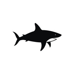 simple flat design shark silhouette, shark fish vector icon