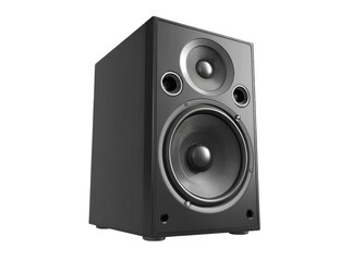 Obraz premium Powerful black speaker high fidelity audio system home theater, Isolated On Transparent Background