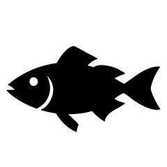 Black silhouette of a fish, vector illustration, simple design