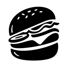 Black and white burger illustration, vector graphic design element