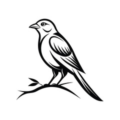 modern line art illustration of a bird perched, bird vector icon