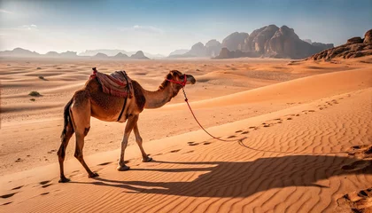 Fototapete Kamel Camel in desert of Jordan, Desert landscape  © Sabbir Digital