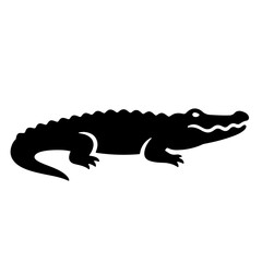 Black silhouette alligator illustration, vector design element