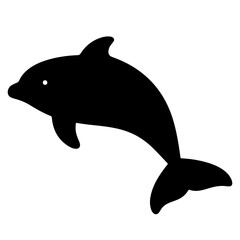 Black Dolphin Silhouette, Vector Illustration, Aquatic Animal Design