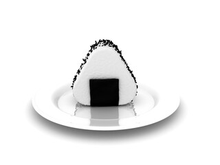 3D Rendering of a rice cake on a plate