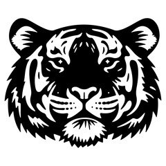 Black and White Tiger Head Vector Illustration