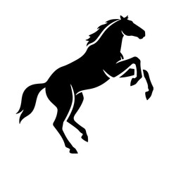 Black silhouette of a rearing horse, vector illustration