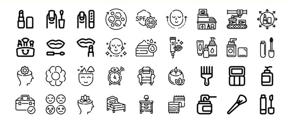 Black and White Makeup and Beauty Icons Set vector
